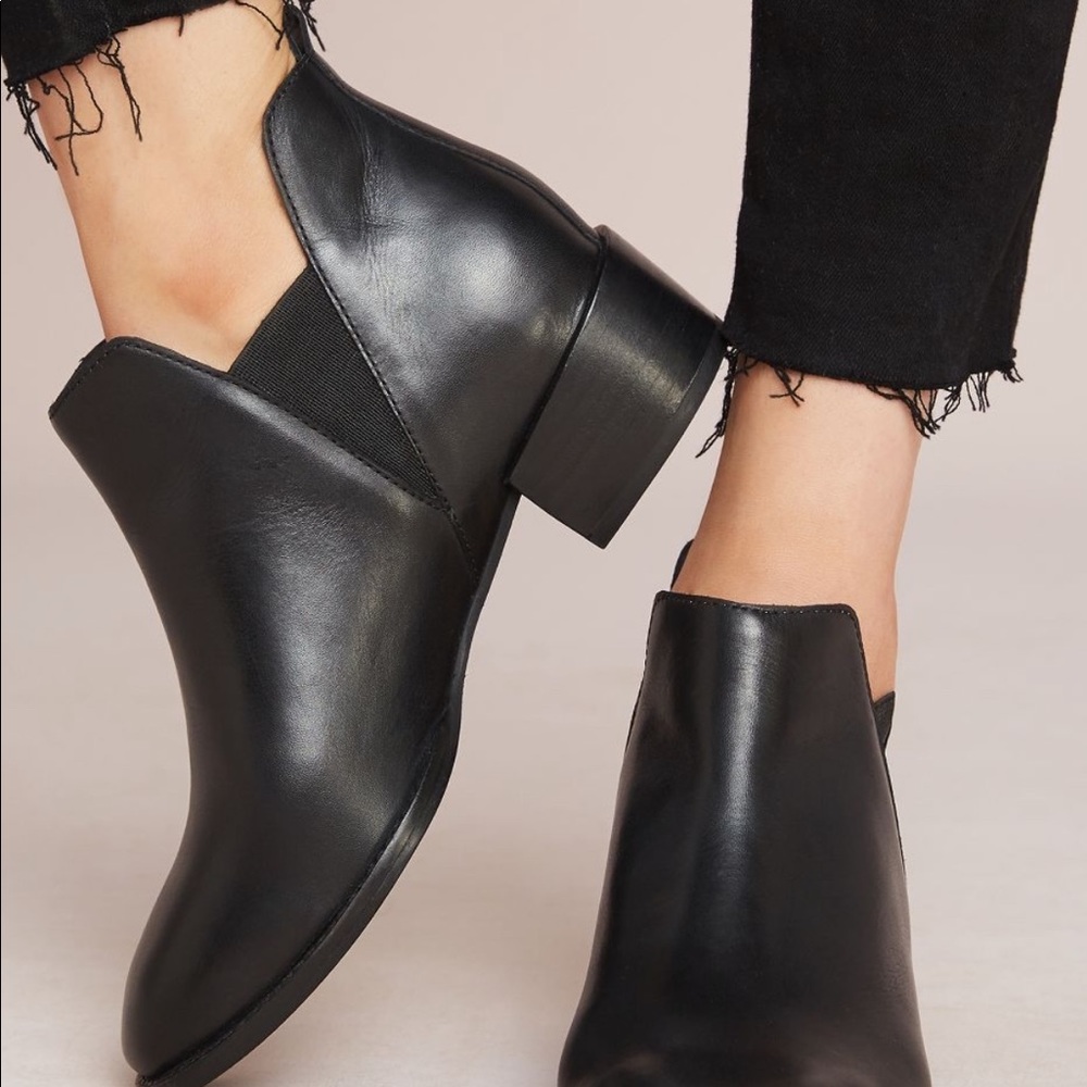 - Seychelles Black Leather Chelsea Booties